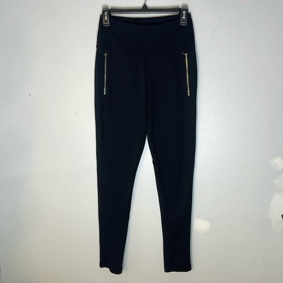 INC Black Zipper Pocket Detail Pull On Polyester Skinny Pants Leggings Size Med - Picture 1 of 8